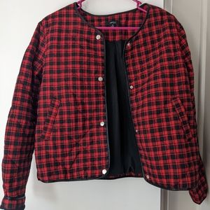 Red plaid bomber style jacket size medium